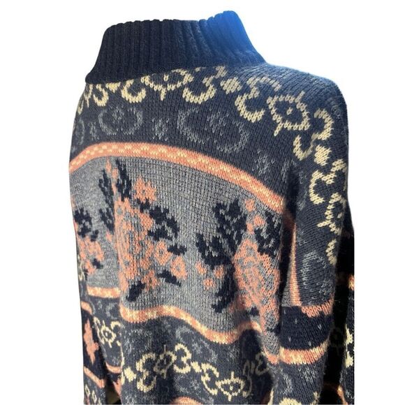 Vintage Floral Sweater Roses Oversized XL Retro 80s 90s - Picture 3 of 4